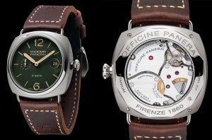 The well-designed fake Panerai Radiomir PAM00735 watches have titanium cases and bezels and brown calf leather straps.