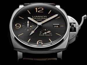 The 45 mm copy Panerai Luminor Due PAM00944 watches have carbonarius dials.