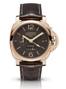 The luxury replica Panerai Luminor 1950 PAM00576 watches are made from red gold.