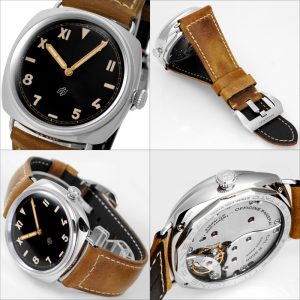 The durable fake Panerai Radiomir California 3 Days Acciaio PAM00424 watches are made from polished steel and have brown calf leather straps.